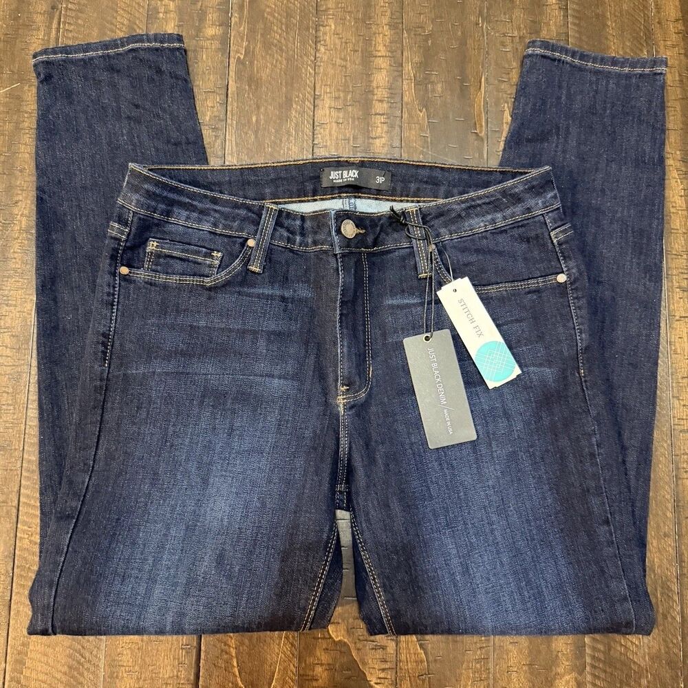Stitch Fix Navy Denim Jeans Women 31P NWT Dark Wash SkinnyClassic Mod Just Black